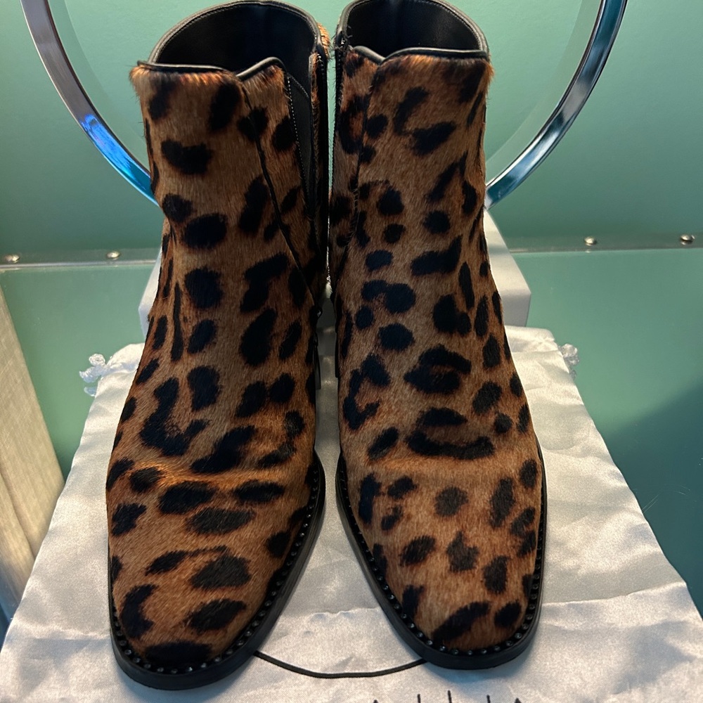 Real leather animal print and jewelry boots size 8